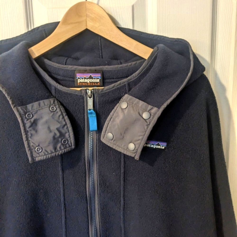 Patagonia Synchilla Poncho, Navy Blue, size M/L